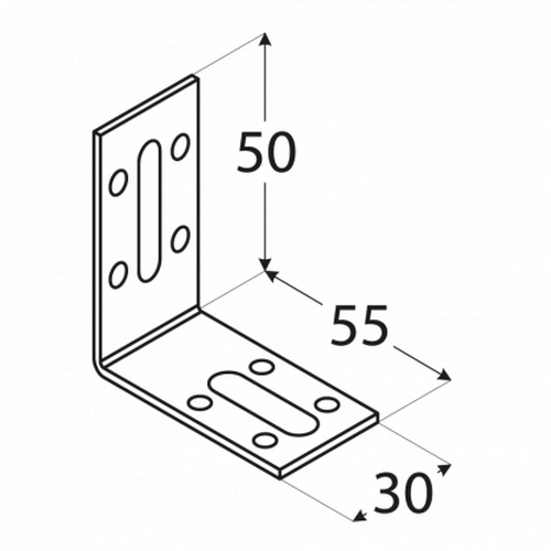 Кутник монтажний Domax L-подібний 50x55x30 мм 2 мм KRD1