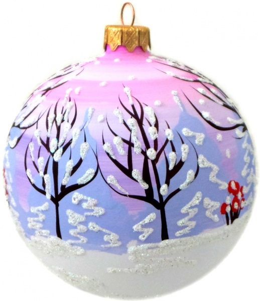 Шар стеклянный Рождественник 3 d80 К-41-80 белый/фиолетовый