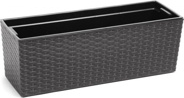 Горщик для квітів Lamela Бегонія ротанг прямокутний 37,7л графіт 