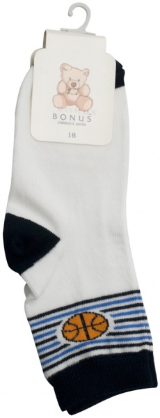 Шкарпетки дитячі для хлопчиків Бонус 2 2340 301 р.18 білий із синім 