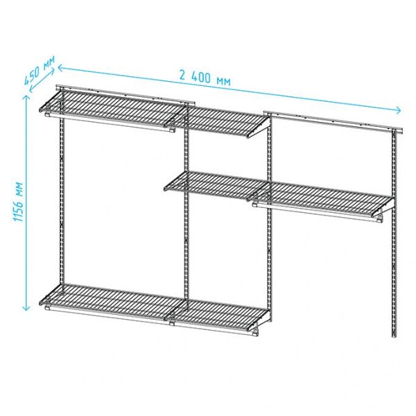 Гардеробная система Larvij с полками 400 мм белый