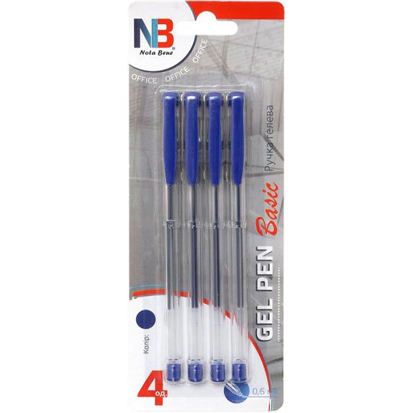 Набор ручек гелевых Nota Bene Basic синий 4 шт. 