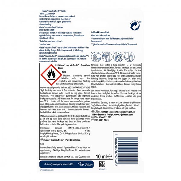 Микроспрей Glade Свежесть белья 10 мл