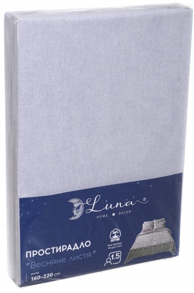 Простынь 1.5 Basic Весенние листья премиум 160x220 см фиолетовый Luna 