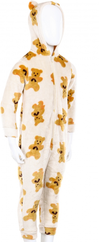 Кигуруми-пижама для девочек HW принт Медвежонок р.98-104 коричневый/розовый 0348