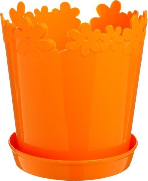 Горшок пластиковый Алеана Лютик круглый 0,9л оранжевый 