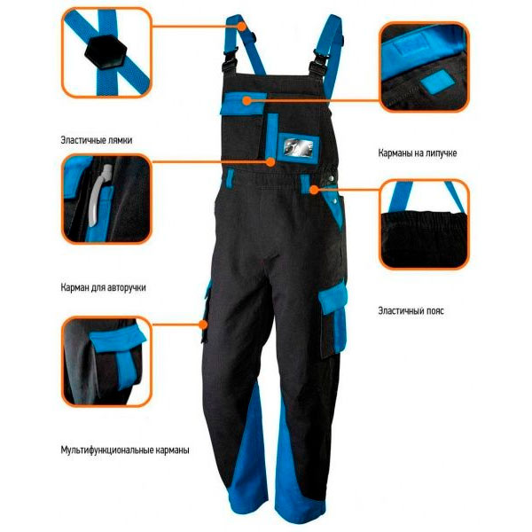 Напівкомбінезон робочий NEO tools 81-245-XXL HD+ р. XXL синій