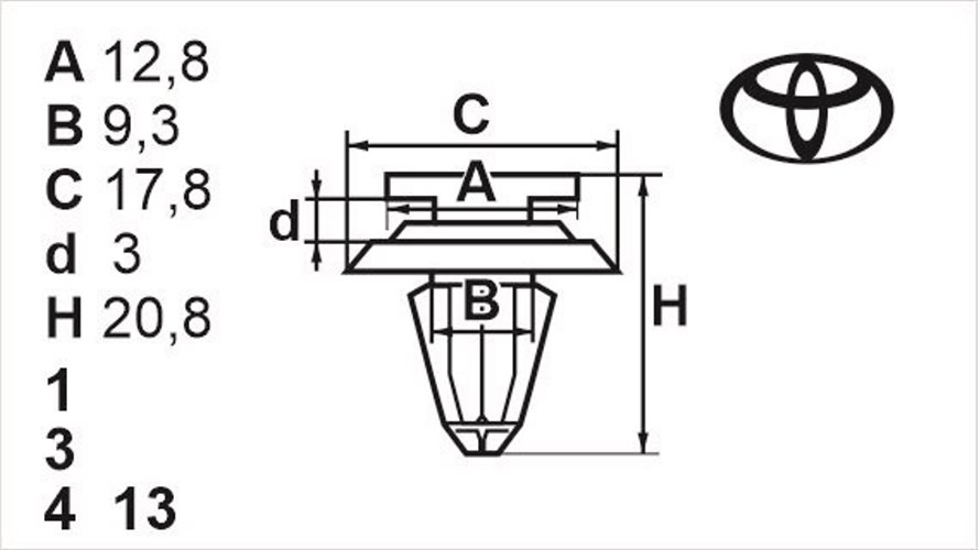 Клипса нажимная внутренняя (обшивка, обшивка дверей) Romix (B25270)