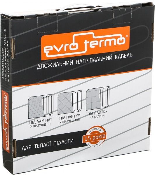 Нагревательный кабель Evro-Termo 15, 2,2–3,6 кв.м