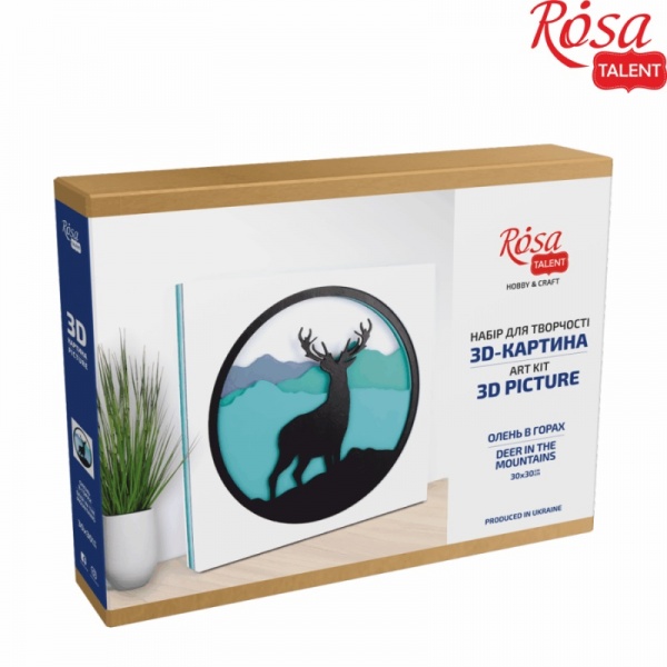 Набір для малювання картина 3D Олень в горах (N0003504) 30х30 см Rosa Talent 