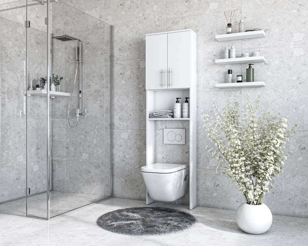 Пенал напольный Грейд над унитазом 180x50x20 см белый