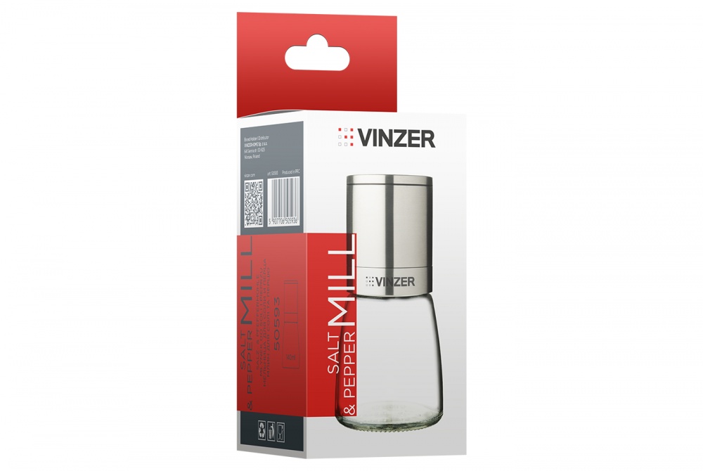 Мельница для соли и перца Vinzer 140 мл 50593