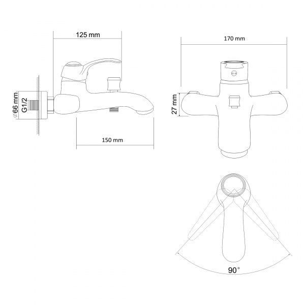 Змішувач для ванни Rozzy Jenori Fortuna RBZ018-3