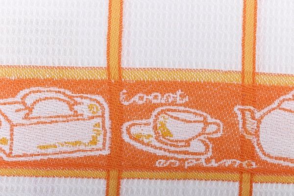 Рушник кухонний Breakfast 50x50 см білий з помаранчевим 