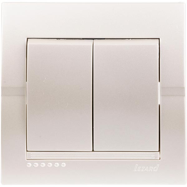 Выключатель двухклавишный Lezard Deriy без подсветки 10 А 250В жемчужно-белый 702-3030-101