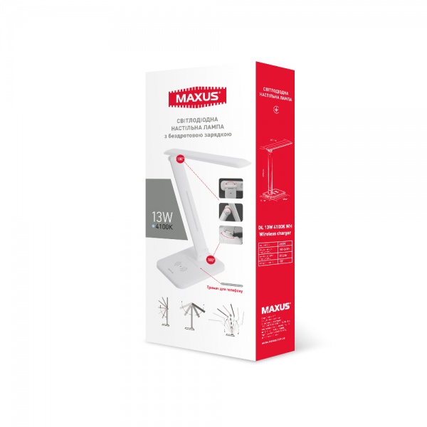Настольная лампа Maxus LED 13 Вт белый 1-MDL-13W-WHQi 