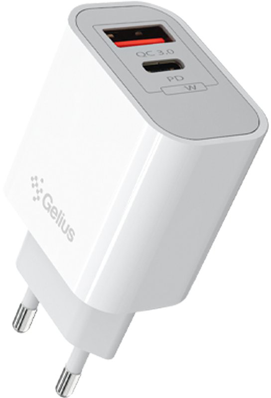 Сетевое зарядное устройство Gelius Merge GP-HC060 GAN USB+Type-C Белый