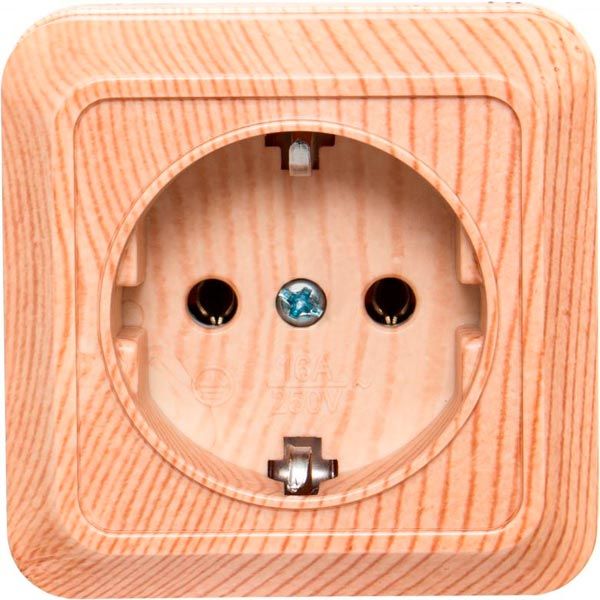 Розетка із заземленням UP! (Underprice) без шторок сосна BD-SCP.MZ20G1WG-Pine