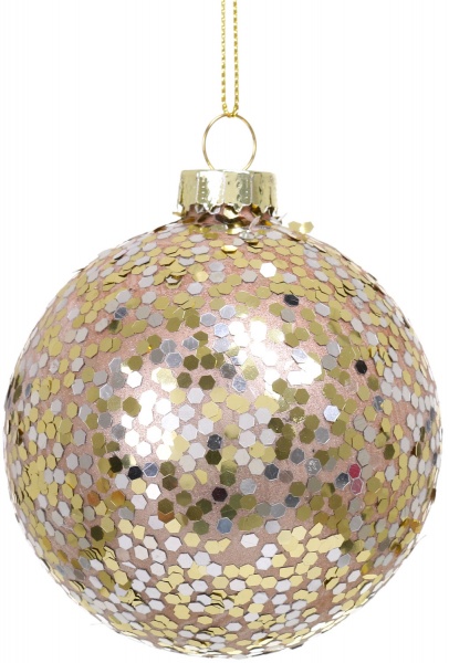 Елочная игрушка в форме шара розовая 8 см ABT620230 