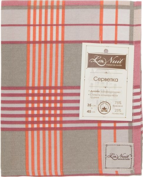 Серветка La Nuit Шато клітинка рожева 45x35 см рожевий 
