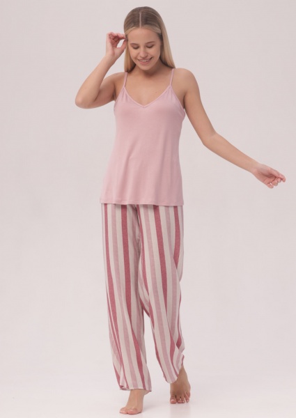 Штани домашні Roksana Nika №1325/67002 р. 48 рожевий із принтом