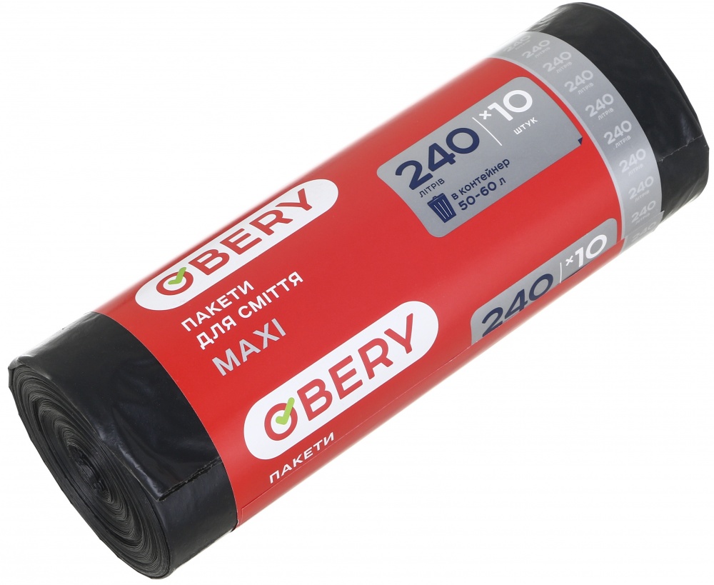 Мешки для бытового мусора OBERY MAXI стандартные 240 л 10 шт.