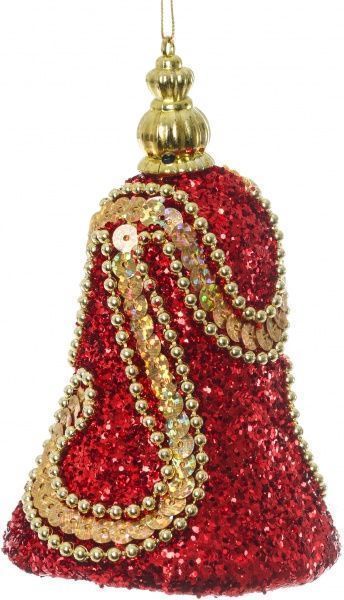 Елочная игрушка Колокольчик красный 11 см 