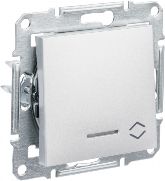 Переключатель проходной одноклавишный Schneider Electric Asfora алюминий EPH1500161