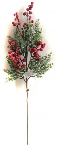 Декорація новорічна Гілка хвойна туя з ягодами 63 см EPI-43016 