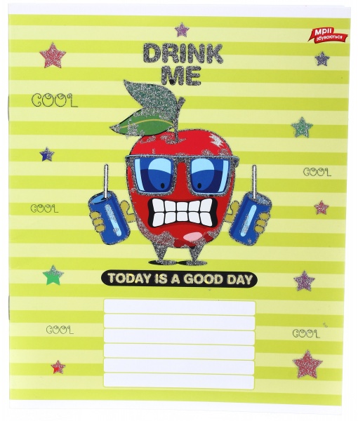 Тетрадь школьная с глитером 18 листов в линейку в ассортименте Мечты сбываются