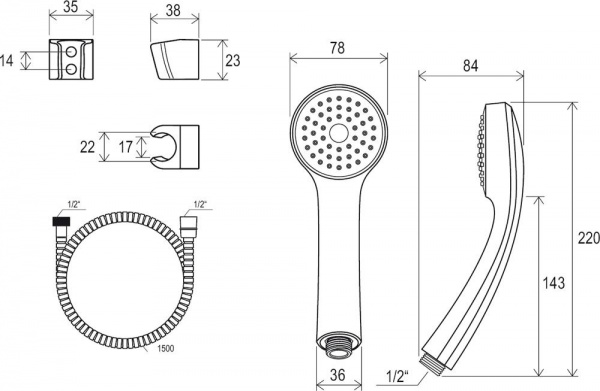 Душевой гарнитур Ravak 901.00 X07P005 