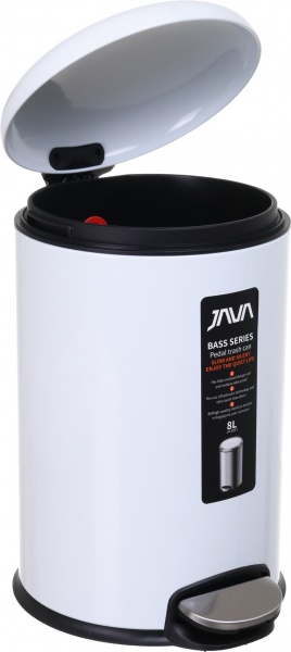 Ведро с педалью Java JH-8853 — 8L white SOFT CLOSE