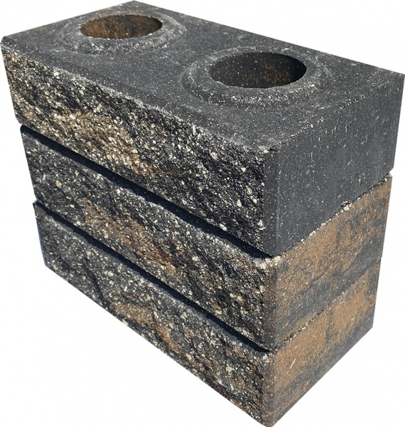 Цегла гіперпресована LEGO-FASAD колота помаранчево-чорна