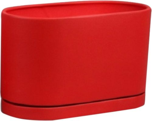 Горшок керамический с поддоном овальный 6 л красный 