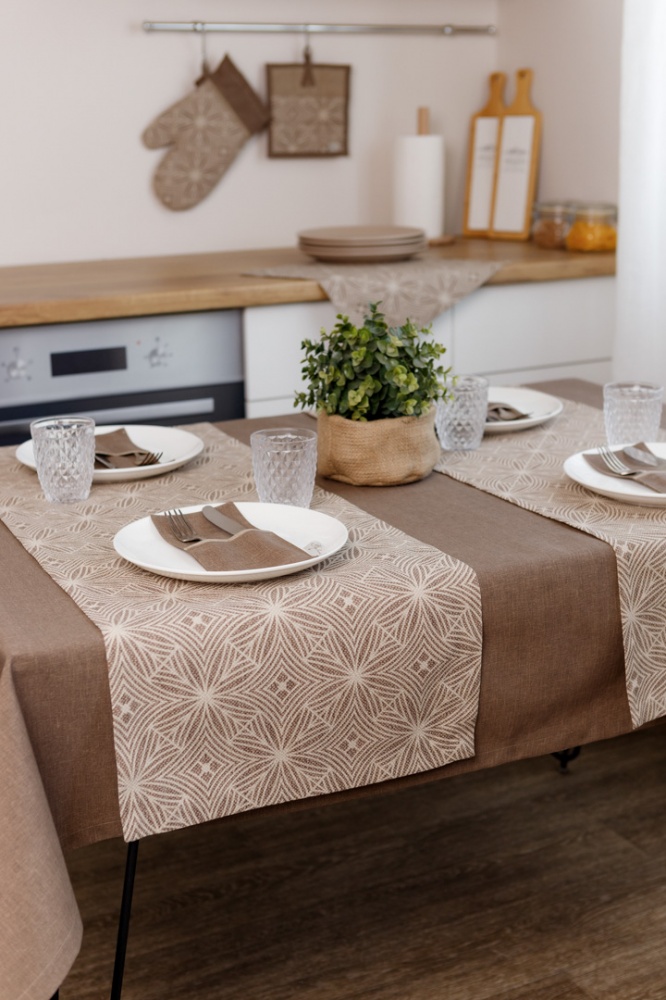 Скатерть Корица Коричневая 133x180 см Прованс