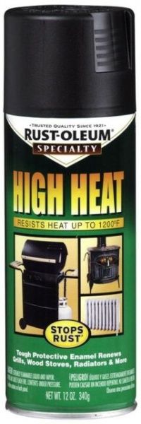 Краска аэрозольная Rust Oleum термостойкая чорний мат 400 мл 500 г