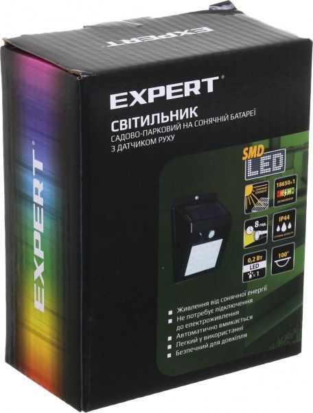 Светильник на солнечной батарее Expert с датчиком движения ELGs-FL-19408 0,2 Вт IP44 черный 