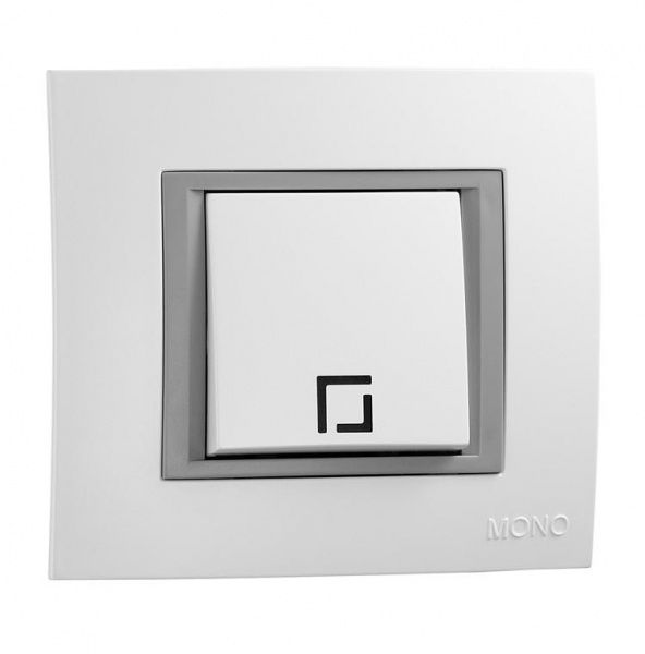Вимикач одноклавішний Mono Monte без підсвітки 10 А 250В білий 105-010101-100