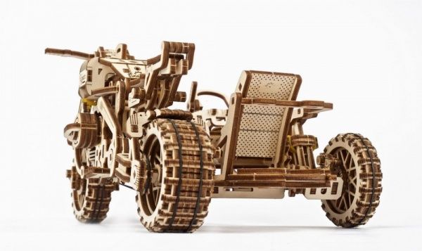 Деревянный 3D-конструктор UGEARS Мотоцикл Scrambler UGR-10 с коляской