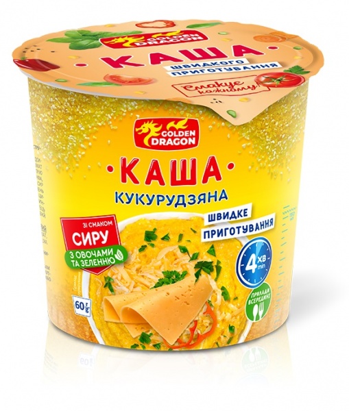 Каша кукурудзяна GOLDEN DRAGON зі смаком сиру та зеленню 80 г 