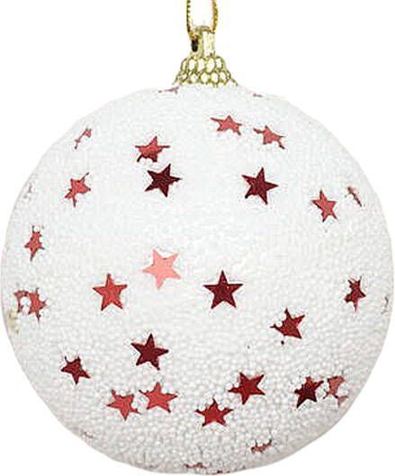 Шар пенопластовый Звездочки 8 см белый с красным