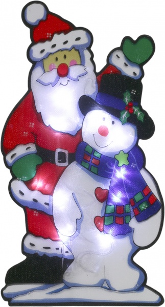Декорация настенная LED Дед Мороз и Снеговик 10 ламп 25 см 