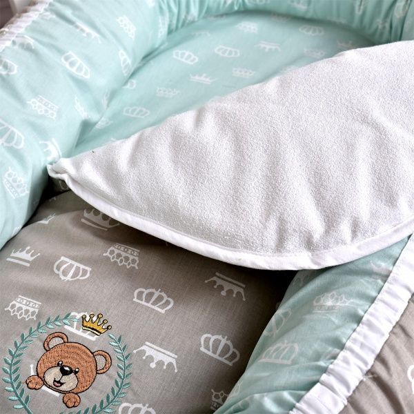 Подушка IDEIA Кокон для младенца + ортопедическая подушка 25х21 см мятно-бежевый 8000031558 