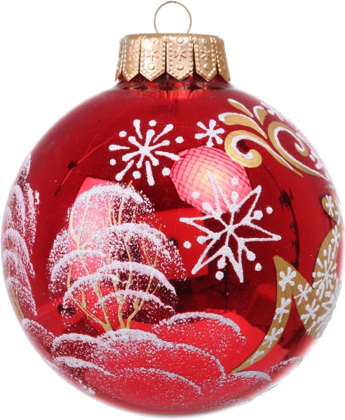 Шар новогодний зимние краски ручной работы стеклянный d 100 мм черный