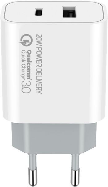 Сетевое зарядное устройство ColorWay (Type-C PD + USB QC3.0) 20W V2 белый CW-CHS025QPD-WT