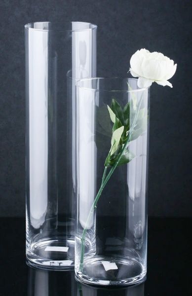Ваза стеклянная прозрачная Цилиндр 15х40 см