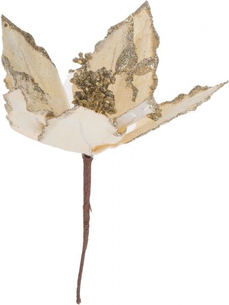 Декорация новогодняя Цветок пуансеттия 22х25 см золотистая EY116142 