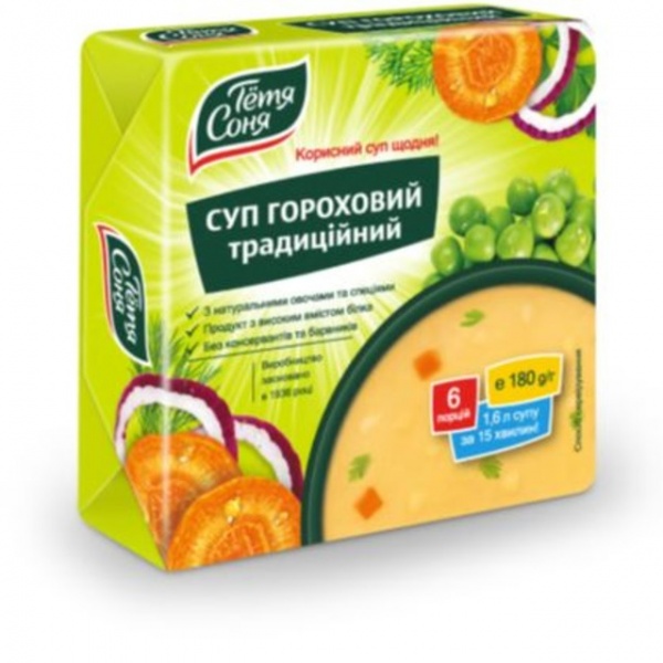 Суп ТМ Тьотя Соня гороховий традиційний брикет 180 г