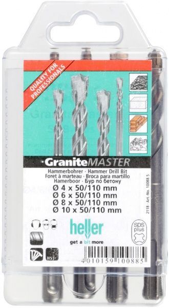Набор буров Heller Granite Master SDS-plus 4 шт. 10088