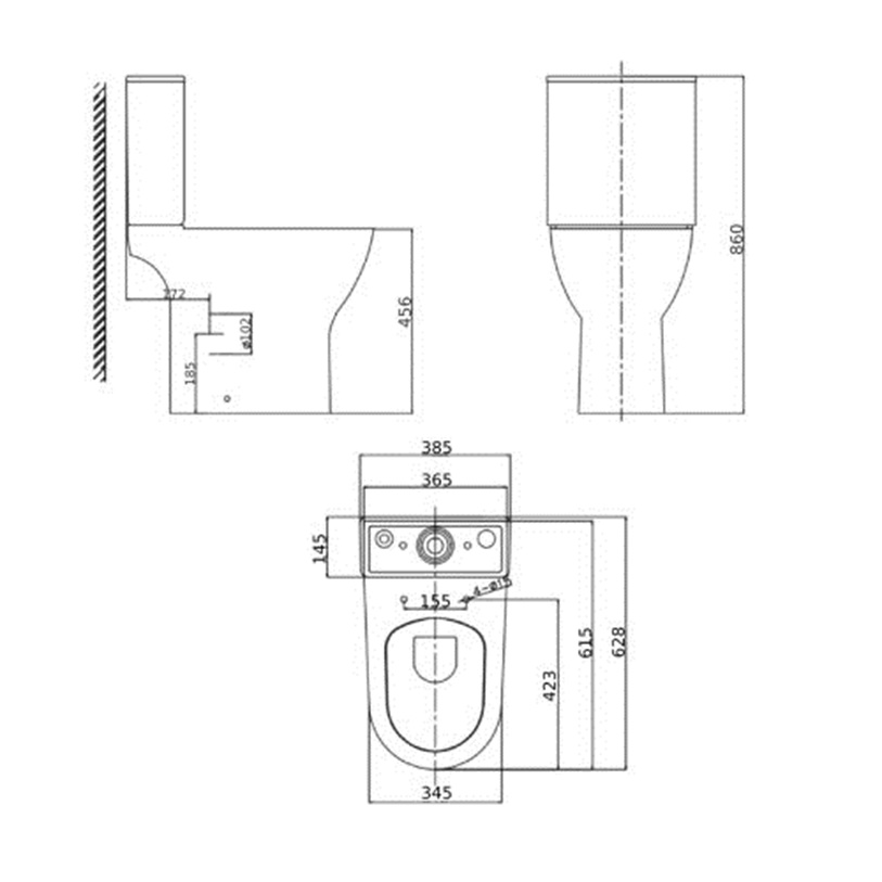 Унитаз-компакт Imprese VYSKOV Rimless 61*38*86см, с сиденьем SLIM slow-closing, 3/4,5л